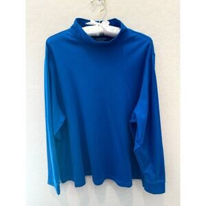 LANDS END | Plus Size Electric Blue Relaxed Fit Mock Neck Long Sleeve Top | 2X